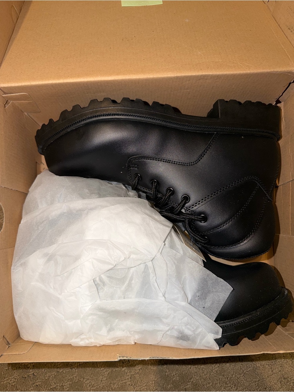 Brahma Black Lace-Up Work Boots